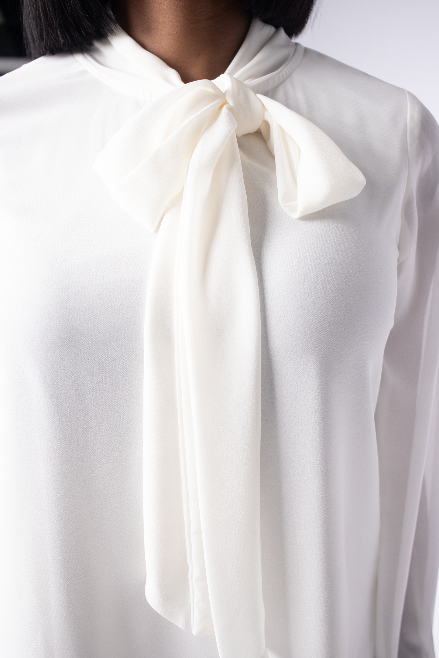 Ivory Neck Tie Blouse