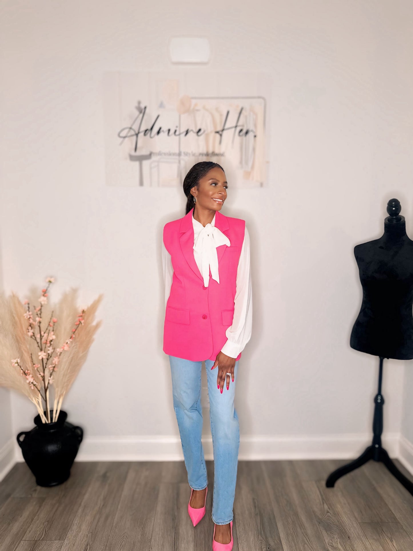 Oversized Fuchsia Vest Blazer