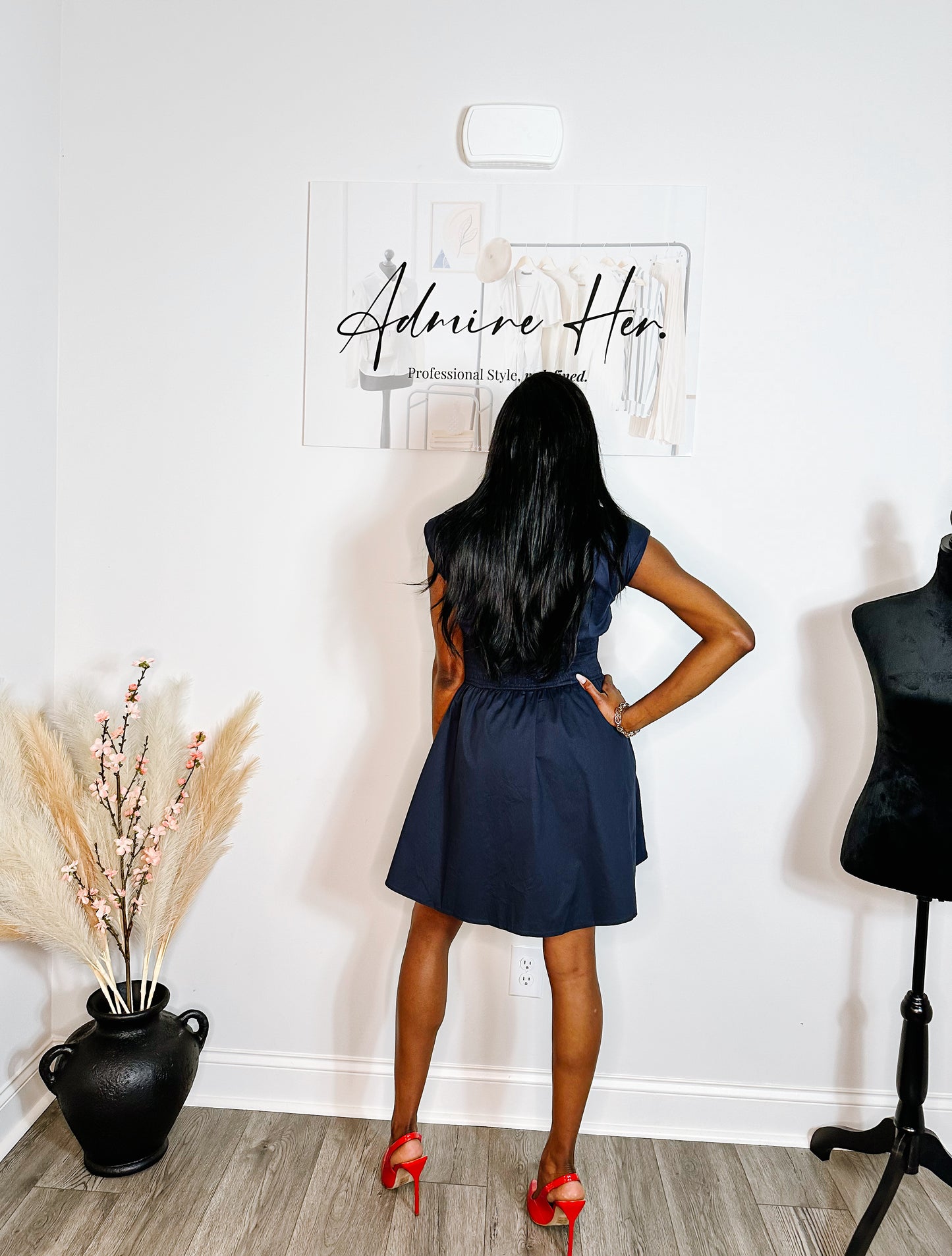 Phoebe Navy A-Line Dress