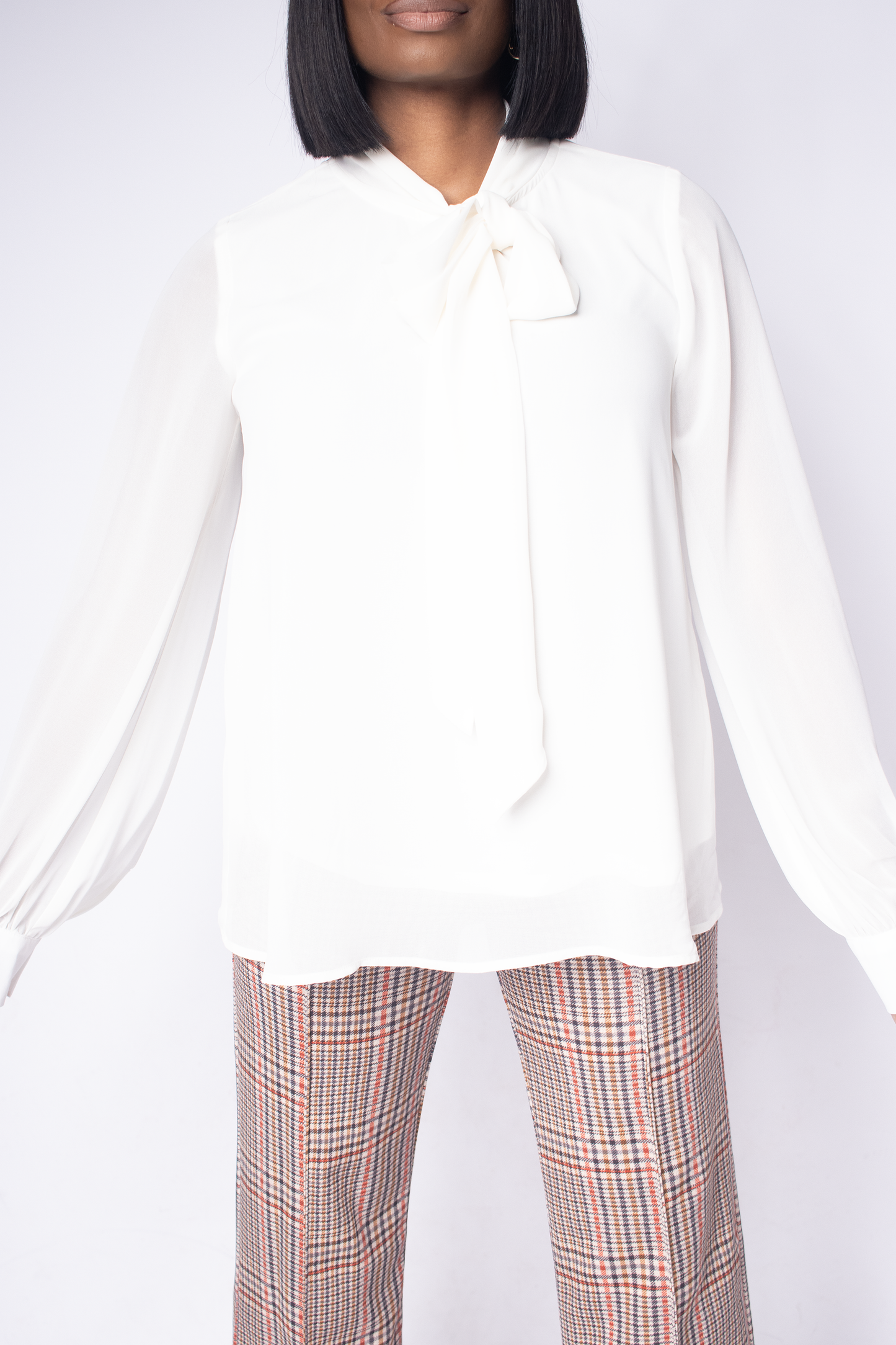 Ivory Neck Tie Blouse