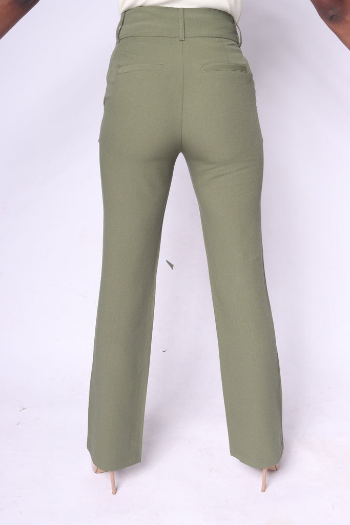 Polished Olive straight leg pants