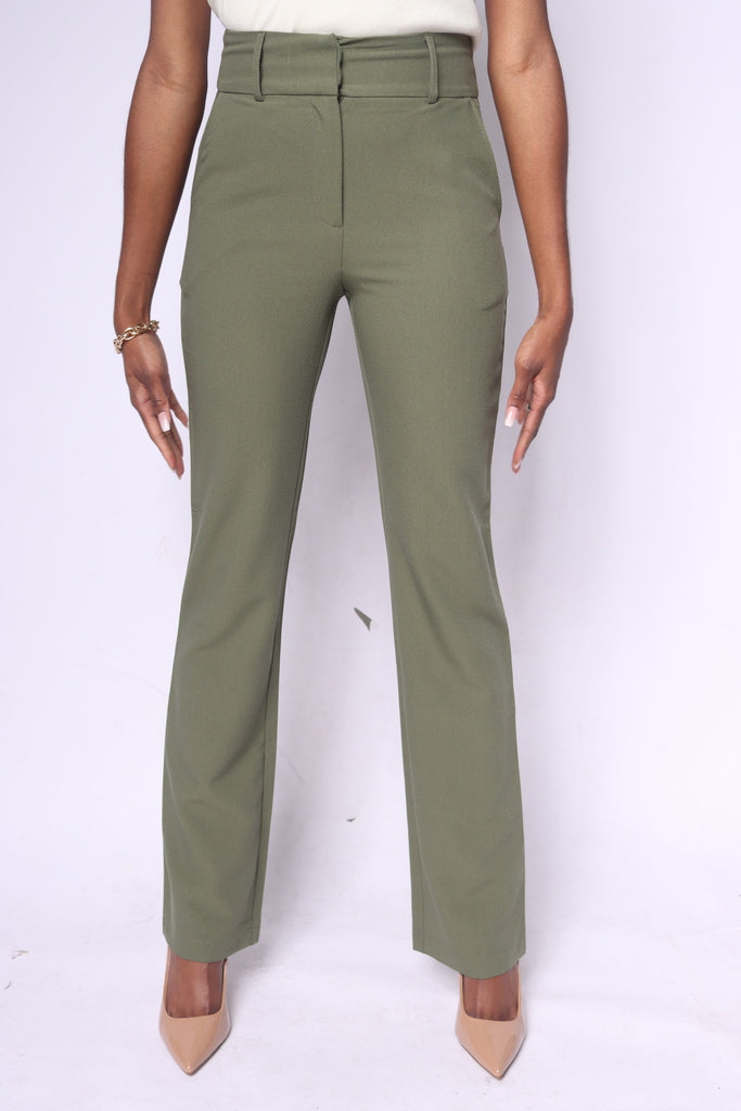 Polished Olive straight leg pants